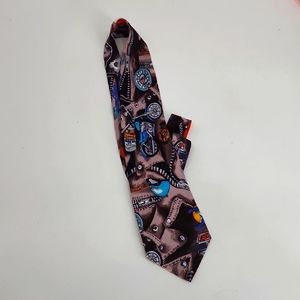 Vintage Nicole Miller 1991 motorcycle themed silk tie
